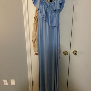 Elegant Light Blue Ruffled Maxi Dress maternity